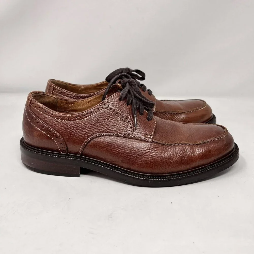 Johnston & Murphy Moc Toe Brown Textured Leather Lace‎ Up Casual Shoe Size 9.5